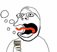 belch bubble burp can glasses hand holding_object open_mouth soda soy soyjak stubble subvariant:wholesome_soyjak tongue variant:gapejak // 590x540 // 60.7KB
