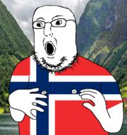 arm clothes country flag flag:norway glasses hand irl_background norway open_mouth soyjak stubble tshirt variant:norwegian // 723x770 // 477.8KB