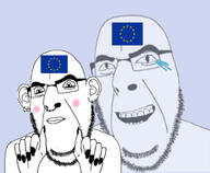 blush closed_mouth ear earring european_union fingernails glasses hand hands_up laughing lips nose_piercing soyjak stubble variant:cobson // 469x385 // 76.8KB