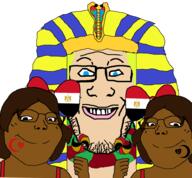 blue_eyes bwc clothes egypt glasses grin hat islam pharaoh queen_of_hearts smile soyjak stubble subvariant:soylita twins variant:gapejak variant:markiplier_soyjak // 953x884 // 169.8KB