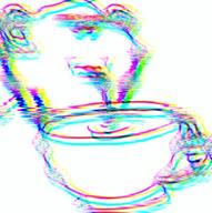 chromatic_aberration cup distorted drinking drinking_straw ear glitch holding_object liquid mug smile soyjak straw variant:impish_soyak_ears // 635x640 // 117.9KB