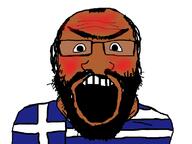 angry beard blush brown_skin country flag glasses greece hair open_mouth soyjak variant:science_lover // 800x600 // 145.6KB