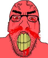 angry blood bloodshot_eyes clenched_teeth ear glasses red_eyes red_skin soyjak stubble variant:nojak2 vein yellow_teeth // 598x720 // 54.1KB