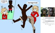 aryan black_skin blond blue_eyes boots bwc chimpanzee clothes coco_(ongezellig) female femdom glasses meta:tagme monkey nazism nigger ongezellig open_mouth or_are_you_a_stupid_whore pain penis subvariant:chudjak_front swastika tbp total_nigger_death variant:chudjak // 2667x1591 // 838.2KB
