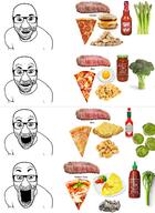 chart clothes egg food glasses hamburger hot_sauce meat meta:tagme open_mouth peanut pistachio pizza soyjak stretched_chin stubble sunflower_seed text tshirt variant:el_perro_rabioso // 1172x1613 // 1.2MB