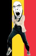 angry animated belgium country dance flag flag:belgium full_body gangnam_style glasses irl meta:tagme open_mouth soyjak stubble variant:cobson // 300x460 // 504.9KB