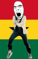 angry animated country dance flag full_body gangnam_style ghana glasses irl open_mouth soyjak star stubble variant:cobson // 300x460 // 499.4KB