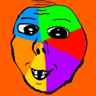 colorful deformed orange_background smile soyjak stubble variant:david // 599x599 // 34.1KB