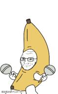 animated arm banana closed_mouth clothes food fruit full_body gif glasses hand holding_object leg maracas peanut_butter_jelly_time ponpon poyopoyo smile smug soyjak stubble variant:classic_soyjak // 245x400 // 239.2KB