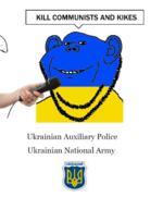 arm closed_mouth countrywar ear flag flag:ukraine happy_merchant holding_object judaism large_nose looking_at_you microphone smile soyjak speech_bubble stubble teeth text ukraine ukrainian_auxiliary_police ukrainian_national_army variant:impish_soyak_ears white_skin // 565x721 // 100.2KB