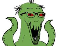 arm balding cthulhu glasses green green_skin hair hand hands_up inhuman lovecraft monstrous open_mouth red_eyes soyjak stubble tentacle tv_(4chan) variant:wewjak // 739x589 // 190.9KB