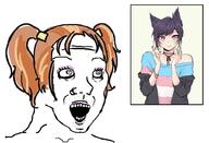 anime eyebags hair makeup open_mouth pigtails tranny variant:wojak // 1020x696 // 91.7KB