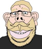 beard blond blue_eyes closed_mouth clothes glasses grin mustache nordic_chad smile stubble variant:obsjak white_skin yellow_beard yellow_hair yellow_mustache // 1030x1222 // 68.0KB