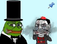 4chan angry arm blood bloodshot_eyes cap cigar clothes cracked_teeth crying donald_trump frog full_body glasses green green_skin hair hand hat maga monocle nazism necktie pepe pol_(4chan) push_pin shoe smoke smoking soyjak sticky suit swastika top_hat variant:chudjak vein // 1200x927 // 556.2KB