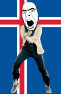 angry animated country cross dance flag flag:iceland full_body gangnam_style glasses iceland irl open_mouth soyjak stubble variant:cobson // 300x460 // 506.2KB