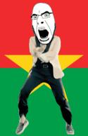 angry animated burkina_faso country dance flag full_body gangnam_style glasses irl open_mouth soyjak star stubble variant:cobson // 300x460 // 499.4KB