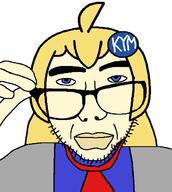 closed_mouth clothes glasses hair knowyourmeme necktie soyjak stubble variant:sobot yellow_hair // 548x611 // 16.2KB