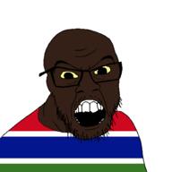 black_skin clothes country flag gambia glasses open_mouth small_eyes soyjak stubble variant:feraljak // 1500x1500 // 27.7KB