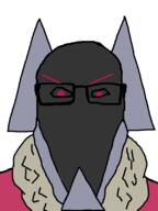 angry clothes friday_night_funkin glasses grey_skin hat jacket merell_(friday_night_funkin) pink_eyes soyjak variant:markiplier_soyjak video_game // 600x800 // 8.1KB