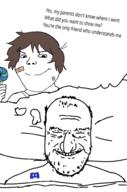 2soyjaks balding brown_hair closed_eyes closed_mouth discord dream finger groomer hair hand holding_object lollipop meta:tagme pedophile sleeping smile soyjak subvariant:shoyta text thought_bubble variant:gapejak variant:unknown // 1300x1973 // 114.4KB