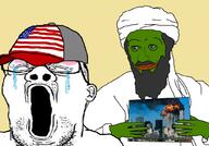 2001 9_11 beard clothes crying explosion frog glasses green_skin hat osama_bin_laden pepe stubble turban united_states variant:cryboy_soyjak wtc // 1024x717 // 573.9KB