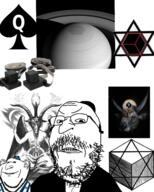 2soyjaks angry baphomet bbc black_cube clenched_teeth clothes country demon flag glasses hat israel judaism kippah large_nose mustache queen_of_spades satanism saturn smile soyjak star_of_david stubble variant:impish_soyak_ears // 2000x2500 // 2.7MB