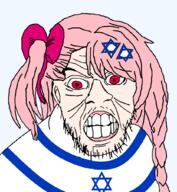 angry clenched_teeth clothes ear flag flag:israel girls'_frontline israel judaism negev_(girls'_frontline) pink_hair red_eyes soyjak stubble variant:feraljak white_skin zionism // 939x1020 // 51.6KB