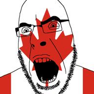angry canada country flag glasses leaf open_mouth soyjak stubble variant:cobson // 721x720 // 31.4KB
