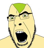 angry food fruit glasses green_eyes nut open_mouth pistachio soyjak stubble variant:cobson // 468x510 // 88.8KB