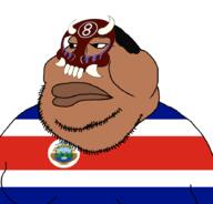 8ball96 8ball9615 angry big_lips brown_skin butthurt closed_mouth costa_rica countrywar fat flag flag:costa_rica latinx obese soyjak stubble ugly variant:meximutt // 888x849 // 117.2KB