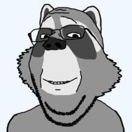 animal ear glasses grey_skin raccoon smile snout soyjak stubble transparent variant:wholesome_soyjak // 800x800 // 34.0KB
