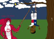 2soyjaks animal arm black_skin buff clothes country drawn_background ear emblem flag flag:chile flag:mexico flag:poland full_body glasses hand hands_up hanging holding_object holding_rope judaism leg lynching open_mouth poland rope shorts smile soyjak squirrel star_of_david subvariant:ominous_impish_squirrel tail texas tree tshirt variant:chudjak variant:impish_soyak_ears // 2100x1500 // 261.8KB