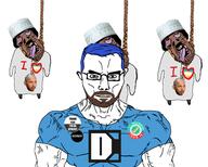 andrew_tate arab atheism badge beard blue_eyes blue_hair brown_skin clothes covid destiny_(streamer) glasses hanging hat heart map_(pedophile) pedophile soyboy subvariant:brunetto subvariant:chudjak_front vaccine variant:chudjak yellow_teeth // 555x445 // 164.8KB