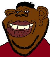 black_skin clothes ear hair lips nigger red_shirt smile stubble subvariant:impish_tyrone teeth tyrone variant:impish_soyak_ears // 598x683 // 25.4KB