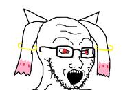 anime cat_ear glasses kyubey madoka_magica open_mouth red_eyes ring soyjak stubble variant:soyak // 1176x800 // 47.4KB