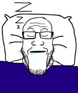 blanket closed_eyes closed_mouth drool glasses pillow sleeping soyjak stubble variant:markiplier_soyjak // 868x1032 // 98.3KB