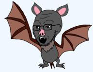 animal bat ear fangs full_body fur glasses open_mouth soyjak stubble tail variant:soyak wing // 1252x964 // 31.3KB
