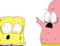 arm cartoon clothes hand necktie nickelodeon open_mouth patrick_star pointing soy_parody spongebob_squarepants variant:two_pointing_soyjaks // 1020x784 // 51.8KB