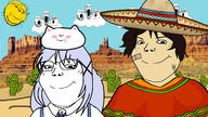 anime bandage blue_hair blush brown_hair cactus canyon chikacabra chino_kafuu closed_mouth clothes cloud desert dress glasses gochiusa hair hat long_hair mexico multiple_soyjaks nature objectsoy open_mouth poncho smile sombrero soyjak soyjak_trio stretched_mouth stubble subvariant:shoyta subvariant:soylita subvariant:wholesome_soyjak sun tippy variant:cobson variant:gapejak variant:impish_soyak_ears variant:markiplier_soyjak variant:tony_soprano_soyjak white_skin // 1920x1080 // 1.7MB
