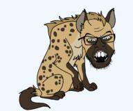 angry animal ear full_body fur glasses hyena open_mouth sitting soyjak stubble tail variant:feraljak // 1200x1000 // 98.9KB