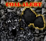 arm coal coal_alert coal_background coal_skin glasses hand minecraft open_mouth soyjak stubble text variant:ppp video_game // 1210x1080 // 1.3MB