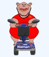 360 amerimutt animated arm belly blue_pants breasts brown_skin clothes ear fat foot full_body hand leg lips mcdonalds mobility_scooter mutt open_mouth red_shirt sleeveless_shirt soyjak spinning stubble subvariant:impish_amerimutt subvariant:impish_front transparent_background variant:impish_soyak_ears walmart wheel // 735x853 // 639.8KB