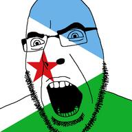 angry country djibouti flag glasses open_mouth soyjak stubble variant:cobson // 721x720 // 29.0KB