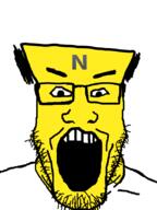 angry clothes crash_bandicoot glasses neo_cortex open_mouth stubble variant:markiplier_soyjak video_game yellow_skin // 600x800 // 21.8KB
