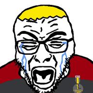 award closed_eyes clothes crying glasses nate open_mouth soyjak stubble variant:rupturejak yellow_hair // 418x418 // 13.2KB