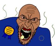 award bloodshot_eyes blue euromutt european_union flag:european_union glasses mustache nose rotten_teeth shitskin smell star star_(symbol) stubble torso variant:angry_soyjak yellow // 3008x2519 // 1.6MB