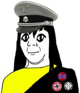 anarchism ancap badge closed_mouth clothes confederate flag hair hat large_eyes long_hair nazi neutral pol_(4chan) soyjak subvariant:commiepedotroon swastika variant:kuzjak white_supremacist // 1486x1739 // 619.1KB