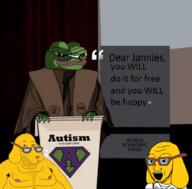autism clothes dog ear frog glasses janny john_morris open_mouth pepe soyjak stubble text variant:soyak world_economic_forum // 962x948 // 624.0KB