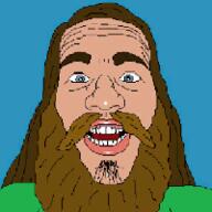 angry animated beard blue_eyes brown_hair jimmy_davis long_hair open_mouth soyjak transformation variant:cobson // 200x200 // 1.0MB