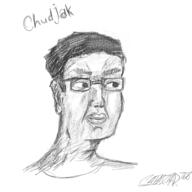 art closed_mouth clothes ear glasses hair soyjak text variant:chudjak // 1800x1800 // 1.2MB